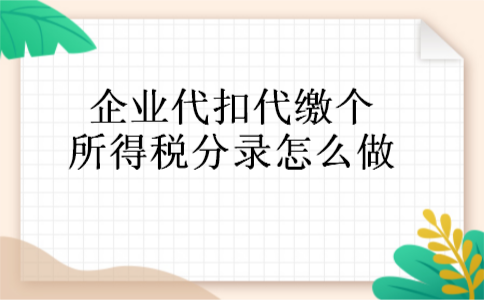 企业代扣代缴个所得税分录怎么做