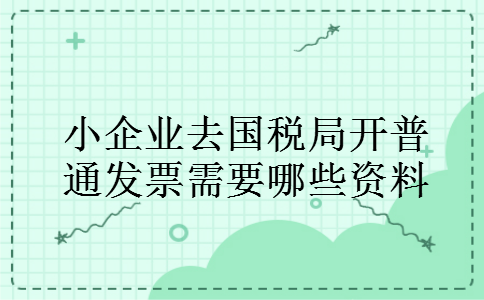 小企业去国税局开普通发票需要哪些资料