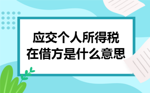应交个人所得税在借方是什么意思 应交个人所得税在借方是什么意思