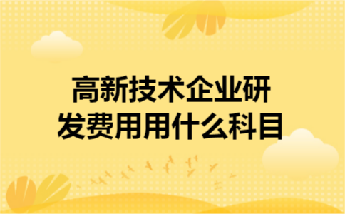 高新技术企业研发费用用什么科目