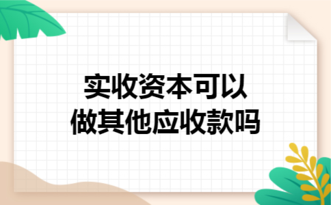  实收资本可以做其他应收款吗