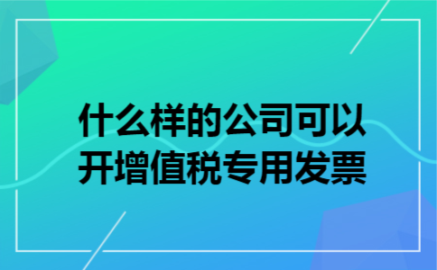 什么样的公司可以开增值税专用发票
