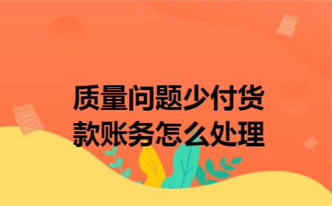 质量问题少付货款账务怎么处理